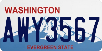 WA license plate AWY3567