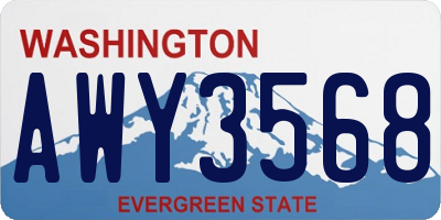 WA license plate AWY3568