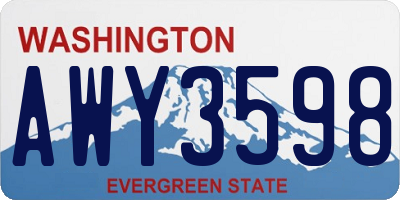 WA license plate AWY3598