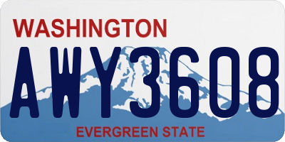 WA license plate AWY3608