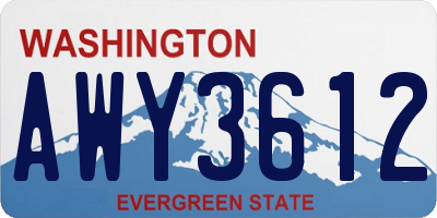 WA license plate AWY3612