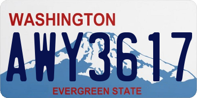 WA license plate AWY3617
