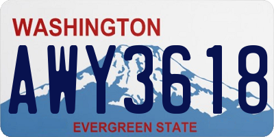 WA license plate AWY3618
