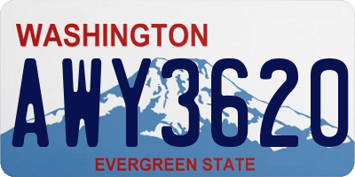 WA license plate AWY3620