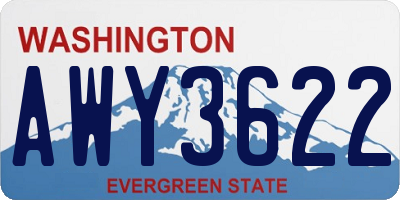WA license plate AWY3622