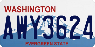 WA license plate AWY3624