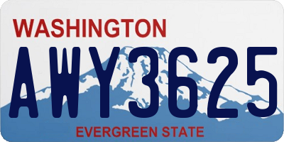 WA license plate AWY3625