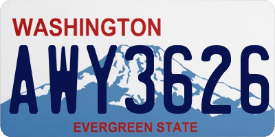 WA license plate AWY3626