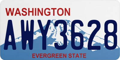 WA license plate AWY3628
