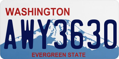 WA license plate AWY3630