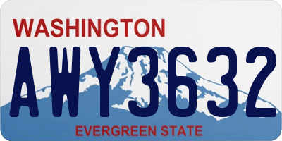WA license plate AWY3632