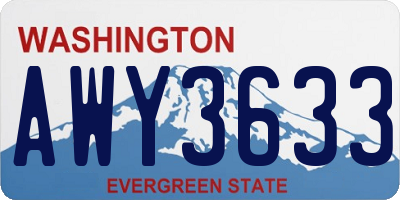 WA license plate AWY3633