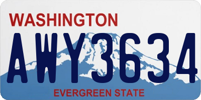 WA license plate AWY3634