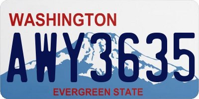 WA license plate AWY3635
