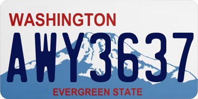 WA license plate AWY3637