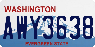 WA license plate AWY3638