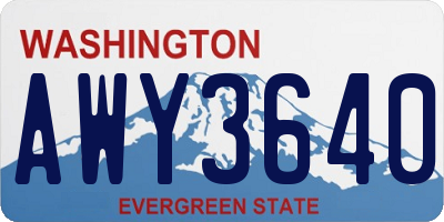 WA license plate AWY3640