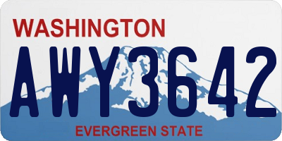 WA license plate AWY3642