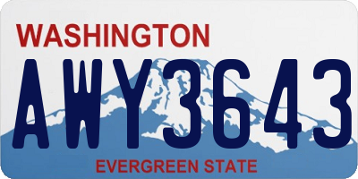 WA license plate AWY3643