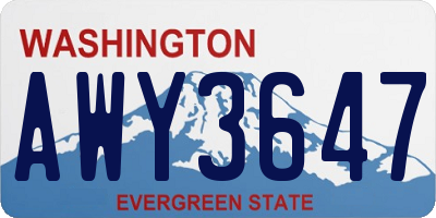 WA license plate AWY3647