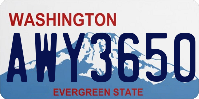 WA license plate AWY3650