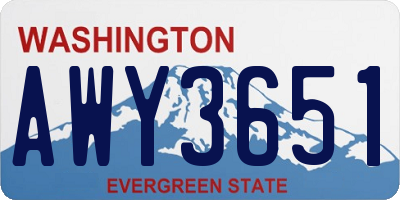 WA license plate AWY3651