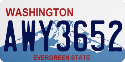 WA license plate AWY3652