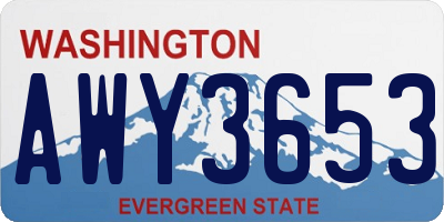 WA license plate AWY3653