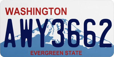 WA license plate AWY3662