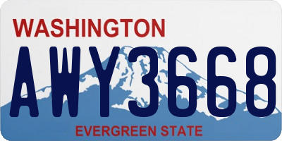 WA license plate AWY3668