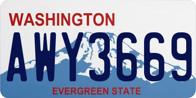 WA license plate AWY3669