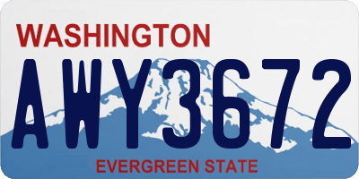 WA license plate AWY3672
