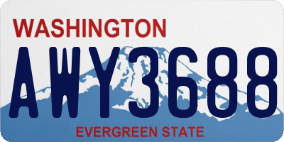 WA license plate AWY3688