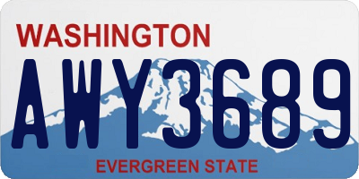 WA license plate AWY3689