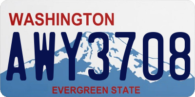WA license plate AWY3708