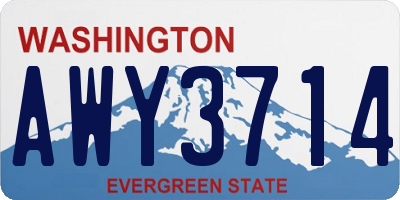 WA license plate AWY3714