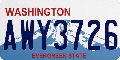 WA license plate AWY3726