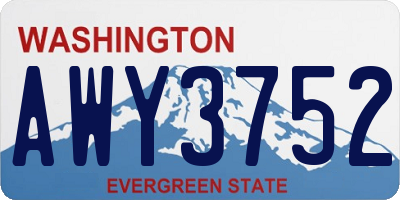 WA license plate AWY3752