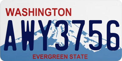 WA license plate AWY3756
