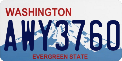 WA license plate AWY3760