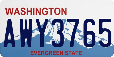 WA license plate AWY3765