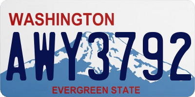 WA license plate AWY3792