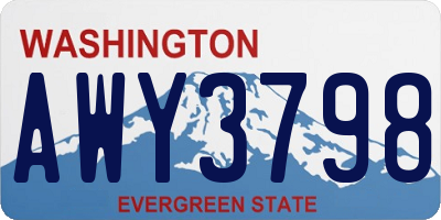 WA license plate AWY3798