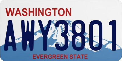 WA license plate AWY3801