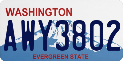 WA license plate AWY3802