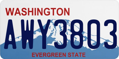 WA license plate AWY3803