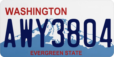 WA license plate AWY3804