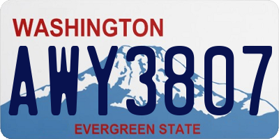 WA license plate AWY3807