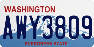 WA license plate AWY3809