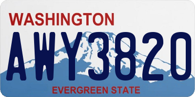 WA license plate AWY3820